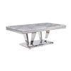 ACME Satinka Light Gray Engineered Marble & Mirrored Silver Coffee Table Model 87215