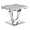 ACME Satinka Light Gray Engineered Marble & Mirrored Silver End Table Model 87219