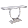 ACME Zander White Engineered Marble & Mirrored Silver Sofa Table Model 87359