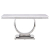 ACME Zander White Engineered Marble & Mirrored Silver Sofa Table Model 87359
