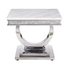 ACME Zander White Engineered Marble & Mirrored Silver Sofa Table Model 87359