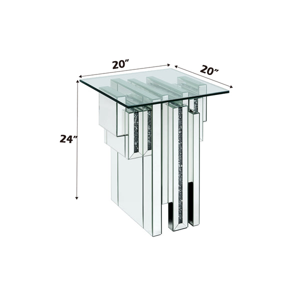 ACME Noralie Mirrored & Faux Diamonds End Table Model 88002