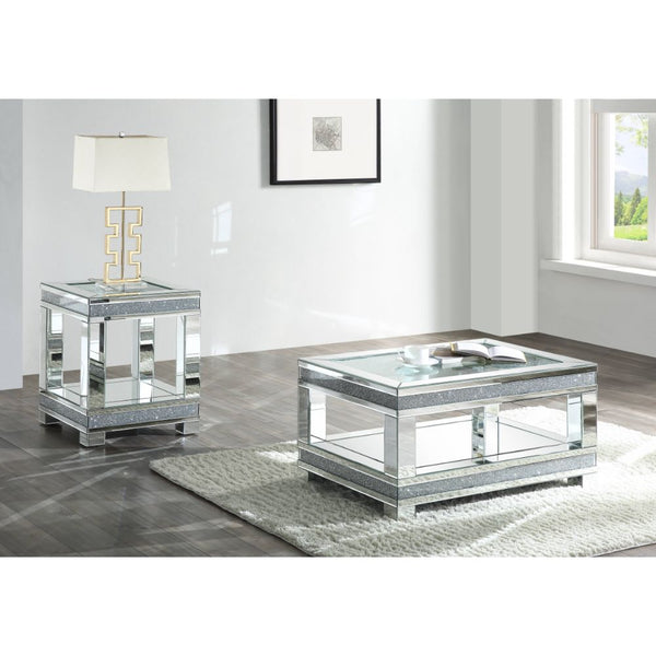 ACME Noralie Mirrored & Faux Diamonds Coffee Table Model 88020