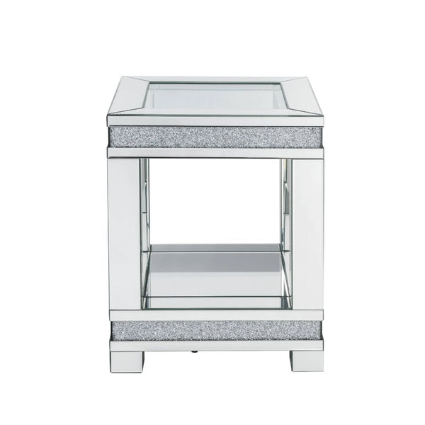 ACME Noralie Mirrored & Faux Diamonds End Table Model 88022