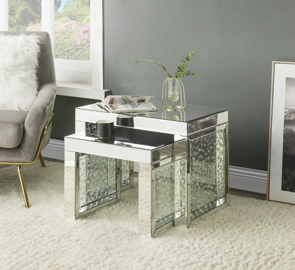 ACME Nysa Mirrored & Faux Crystals Inlay Accent Table Model 88066
