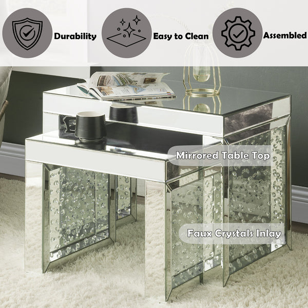 ACME Nysa Mirrored & Faux Crystals Inlay Accent Table Model 88066