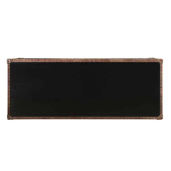 ACME Brancaster Top Grain Leather & Aluminum Console Table Model 90030