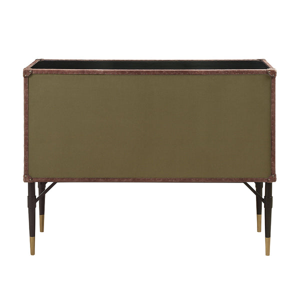 ACME Brancaster Top Grain Leather & Aluminum Console Table Model 90030