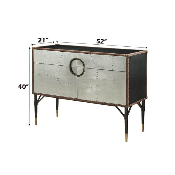 ACME Brancaster Top Grain Leather & Aluminum Console Table Model 90030