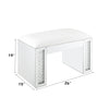 ACME Nysa Ivory Synthetic Leather Mirrored & Faux Crystals Vanity Stool Model 90158