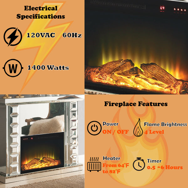 ACME Dominic Mirrored Fireplace Model 90202