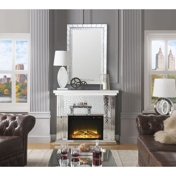 ACME Nysa Mirrored & Faux Crystals Fireplace Model 90204
