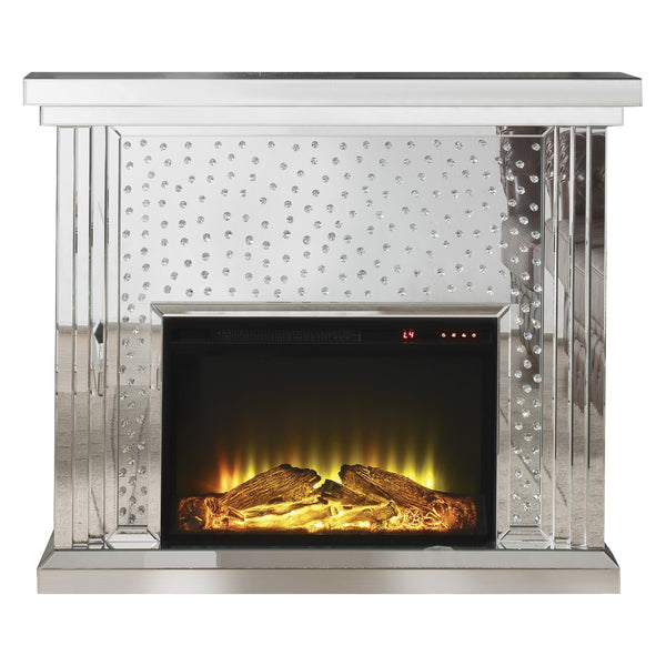 ACME Nysa Mirrored & Faux Crystals Fireplace Model 90204