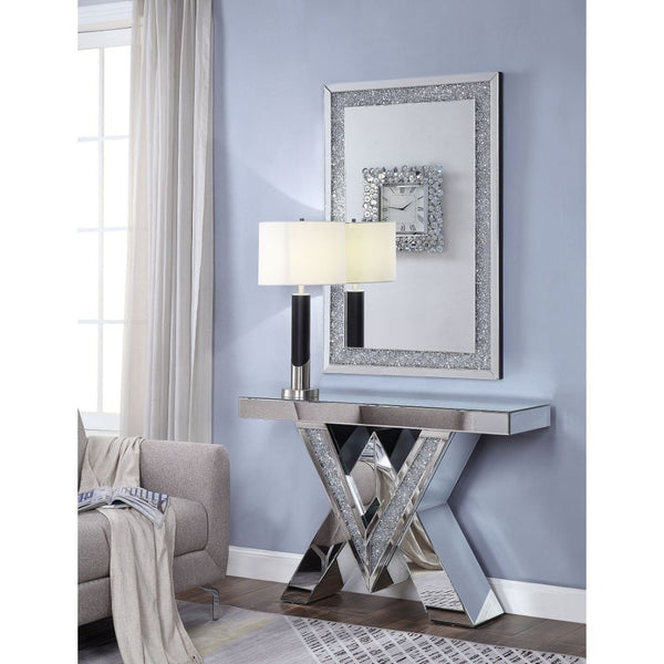 ACME Noralie Mirrored & Faux Diamonds Console Table Model 90444