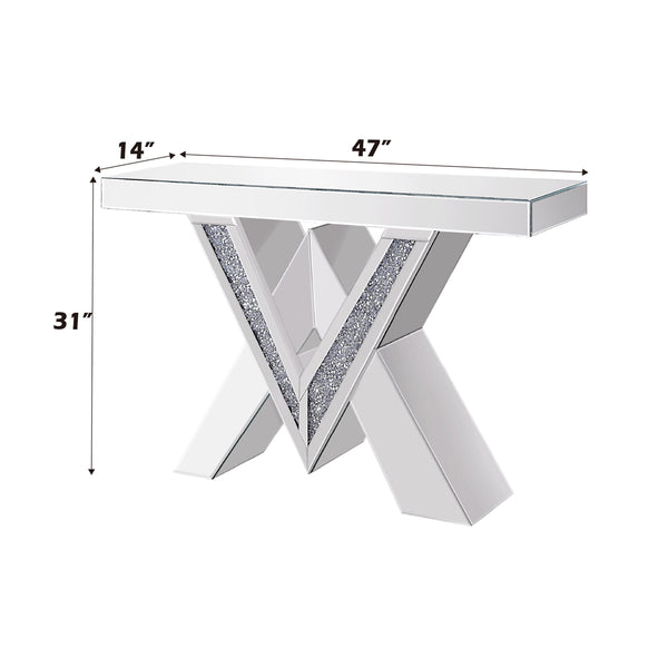 ACME Noralie Mirrored & Faux Diamonds Console Table Model 90444