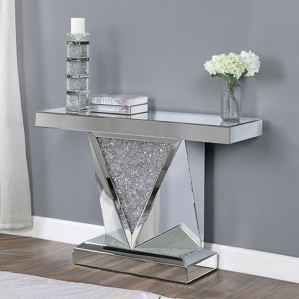 ACME Noralie Mirrored & Faux Diamonds Console Table Model 90448