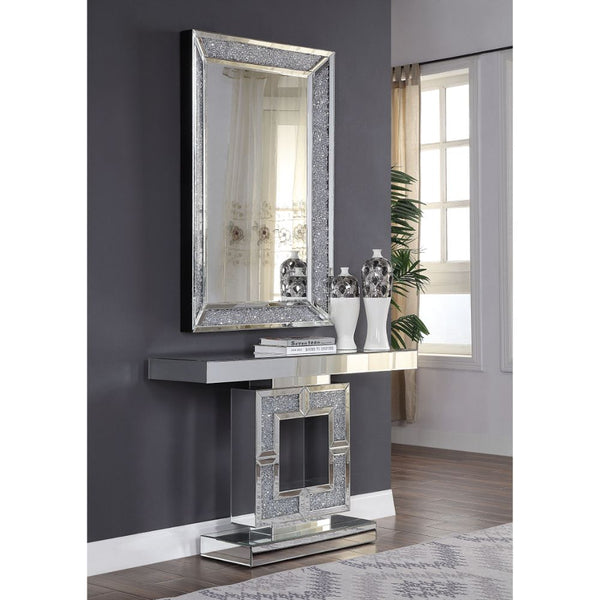 ACME Noralie Mirrored & Faux Diamonds Console Table Model 90450