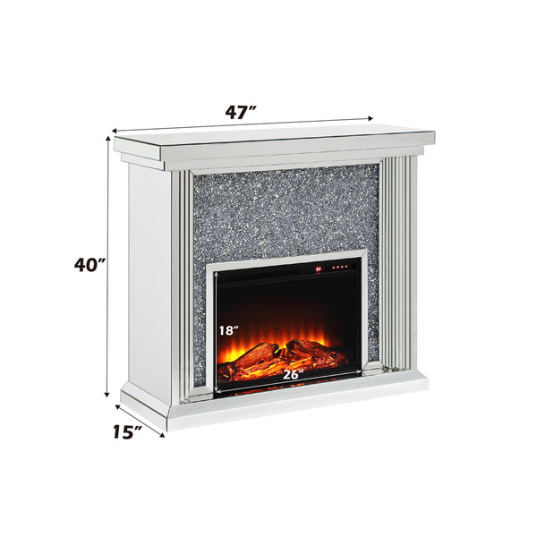ACME Noralie Mirrored & Faux Diamonds Fireplace Model 90455