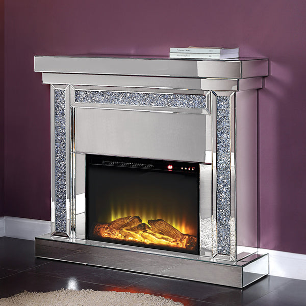 ACME Noralie Mirrored & Faux Diamonds Fireplace Model 90470