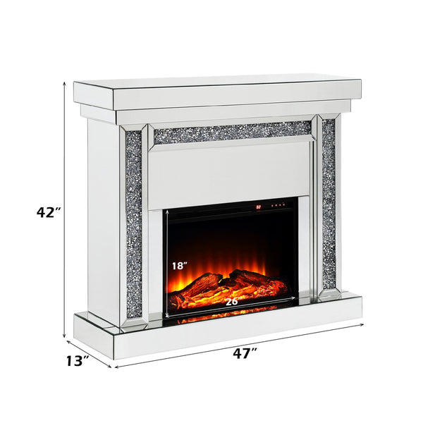 ACME Noralie Mirrored & Faux Diamonds Fireplace Model 90470