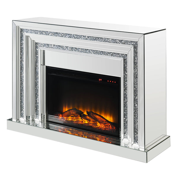ACME Noralie Mirrored & Faux Diamonds Fireplace Model 90523