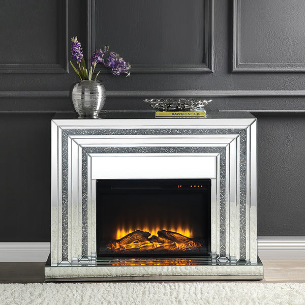 ACME Noralie Mirrored & Faux Diamonds Fireplace Model 90523