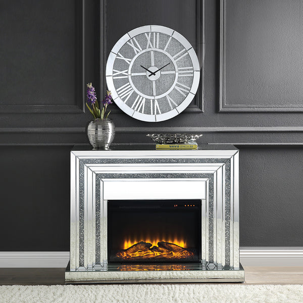 ACME Noralie Mirrored & Faux Diamonds Fireplace Model 90523
