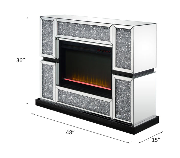 ACME Noralie Mirrored & Faux Diamonds Fireplace Model 90660