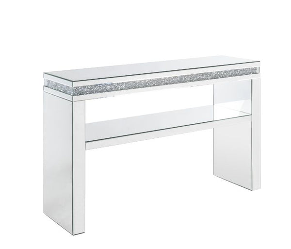 ACME Noralie Mirrored & Faux Diamonds Sofa Table Model 90675