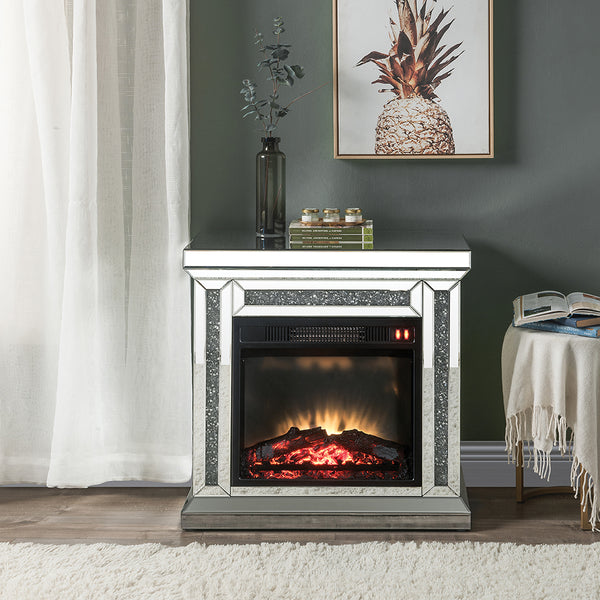 ACME Noralie Mirrored & Faux Diamonds Fireplace Model 90862