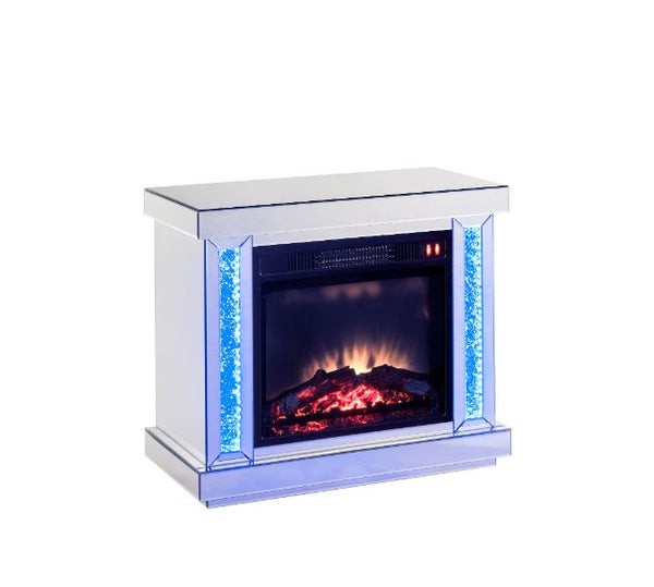 ACME Noralie LED Mirrored & Faux Diamonds Fireplace Model 90864