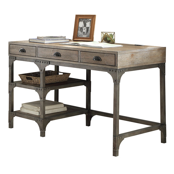 ACME Gorden Weathered Oak & Antique Silver Writing Desk Model 92325
