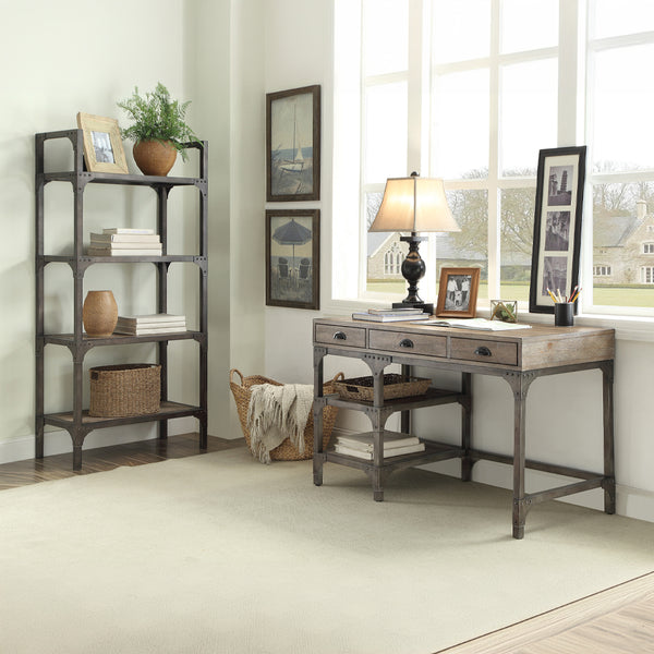 ACME Gorden Weathered Oak & Antique Silver Writing Desk Model 92325