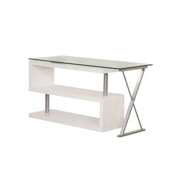 ACME Buck White High Gloss & Clear Glass Writing Desk with Swivel Model 92368