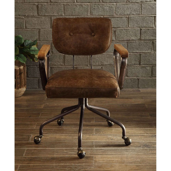 ACME Hallie Vintage Whiskey Top Grain Leather Swivel Office Chair Model 92410