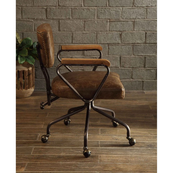 ACME Hallie Vintage Whiskey Top Grain Leather Swivel Office Chair Model 92410