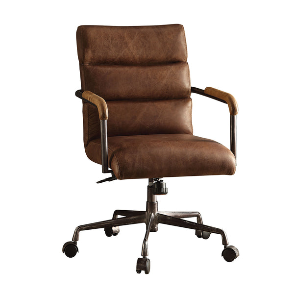 ACME Harith Retro Brown Top Grain Leather Swivel Office Chair Model 92414