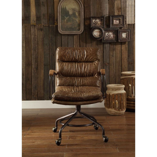 ACME Harith Vintage Whiskey Top Grain Leather Swivel Office Chair Model 92416
