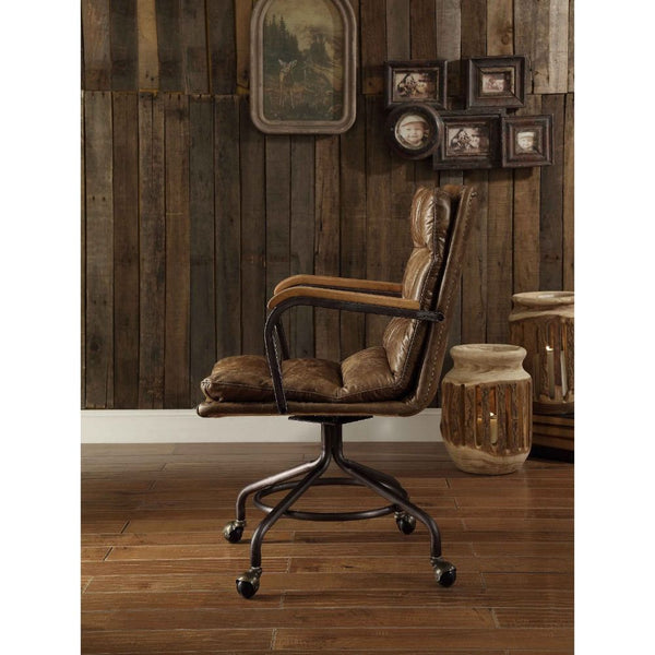 ACME Harith Vintage Whiskey Top Grain Leather Swivel Office Chair Model 92416