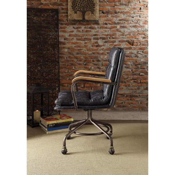 ACME Harith Vintage Blue Top Grain Leather Swivel Office Chair Model 92417