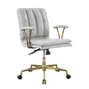 ACME Damir Vintage White Top Grain Leather & Chrome Swivel Office Chair Model 92422