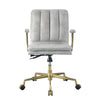ACME Damir Vintage White Top Grain Leather & Chrome Swivel Office Chair Model 92422