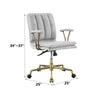 ACME Damir Vintage White Top Grain Leather & Chrome Swivel Office Chair Model 92422
