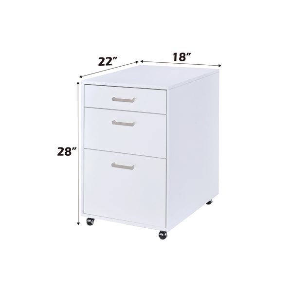 ACME Coleen White High Gloss & Chrome File Cabinet Model 92454