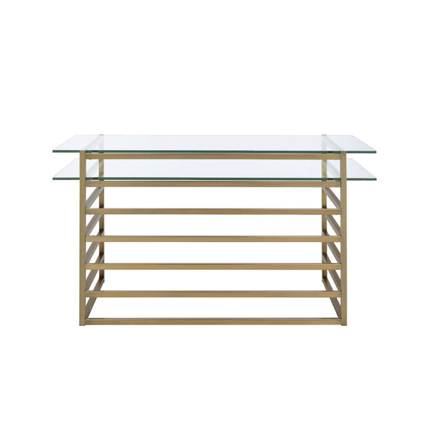 ACME Shona Antique Gold & Clear Glass Writing Desk Model 92535