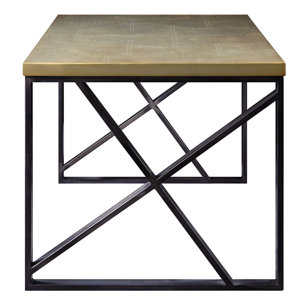 ACME Jennavieve Gold Aluminum Executive Writing Desk Model 92550