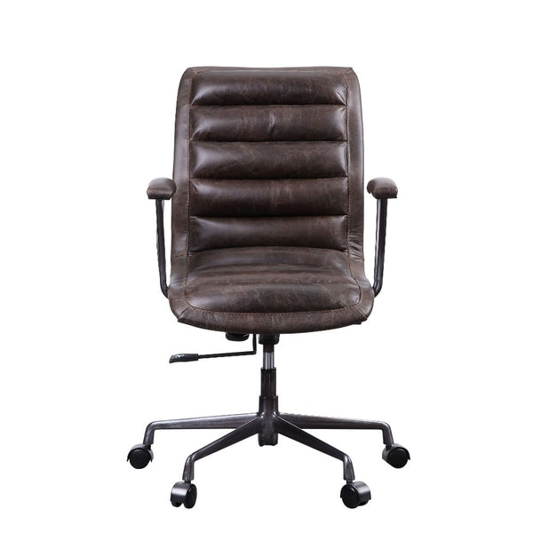 ACME Zooey Distress Chocolate Top Grain Leather Swivel Office Chair Model 92558