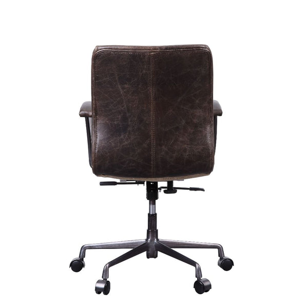 ACME Zooey Distress Chocolate Top Grain Leather Swivel Office Chair Model 92558