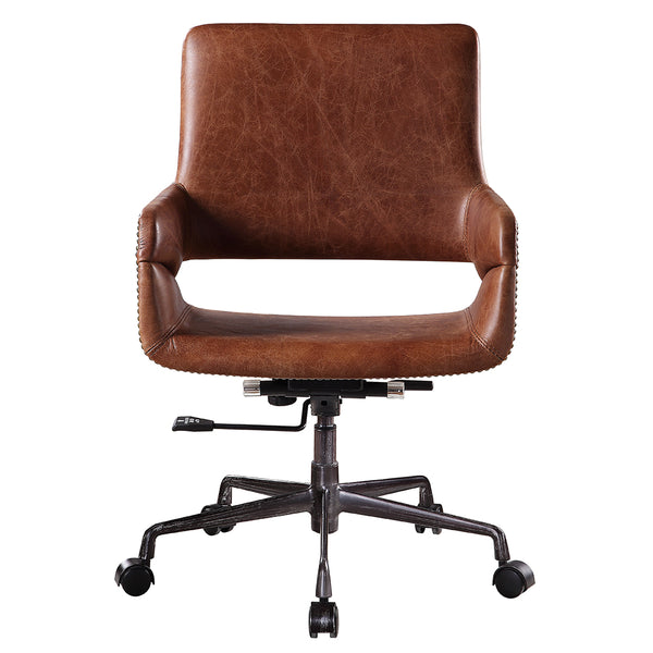 ACME Kamau Vintage Cocoa Top Grain Leather Swivel Office Chair Model 92567