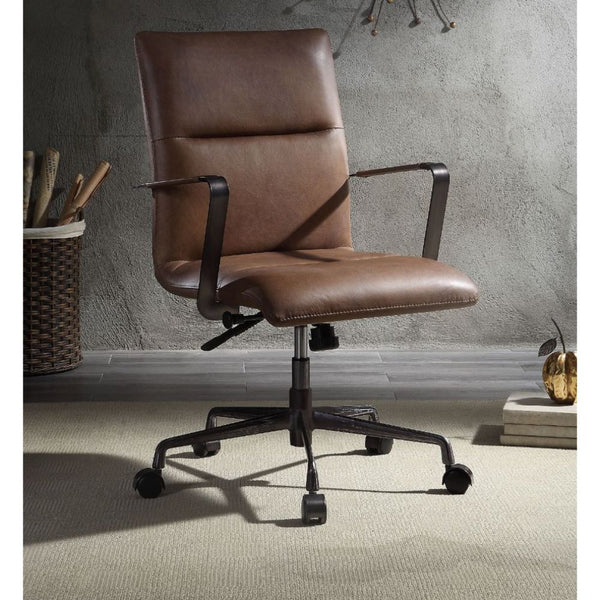 ACME Indra Vintage Chocolate Top Grain Leather Swivel Office Chair Model 92568